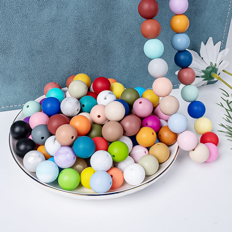 100pcs 15mm Silicone Beads for Keychain Making Kit Mix Colors Focal Beads Rubber Round Beads Mixed Color Silicone Beads Bulk for Pens, DIY Keychain,Necklace Bracelet Making Kit, Jewelry,Art Crafts