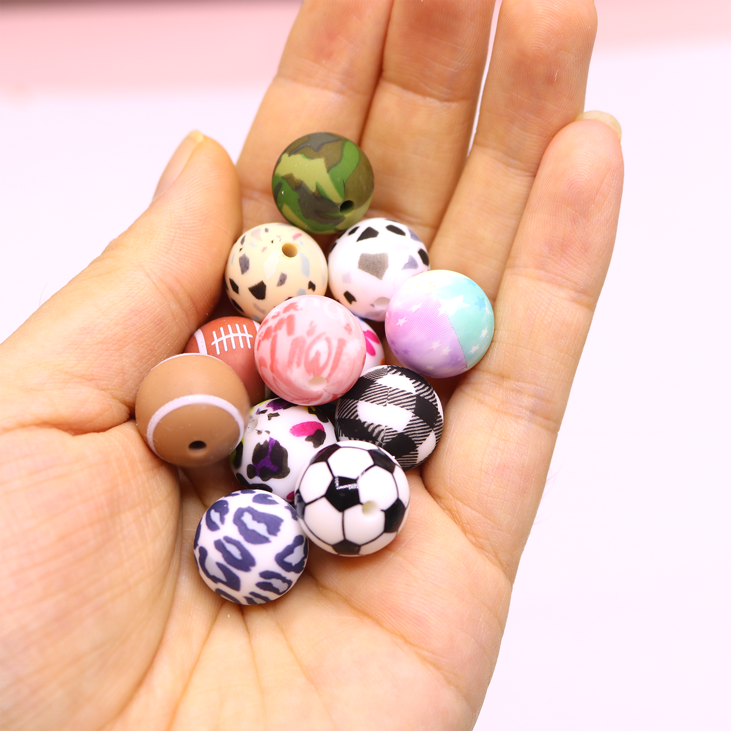 15mm Mixed Pattern Silicone Beads for Pens,Bracelet,Keychain for Women,Men,Girl