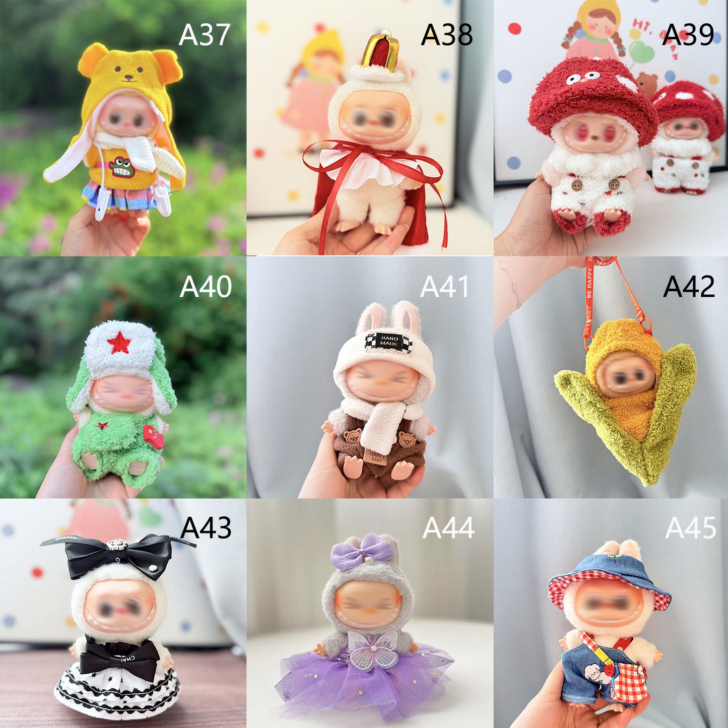 bubu Clothes (NO Doll) - Hat & Overalls Set for Labubu Clothes 15cm/17cm Doll Accessories Suit for Dress Up, Play & Collector Display