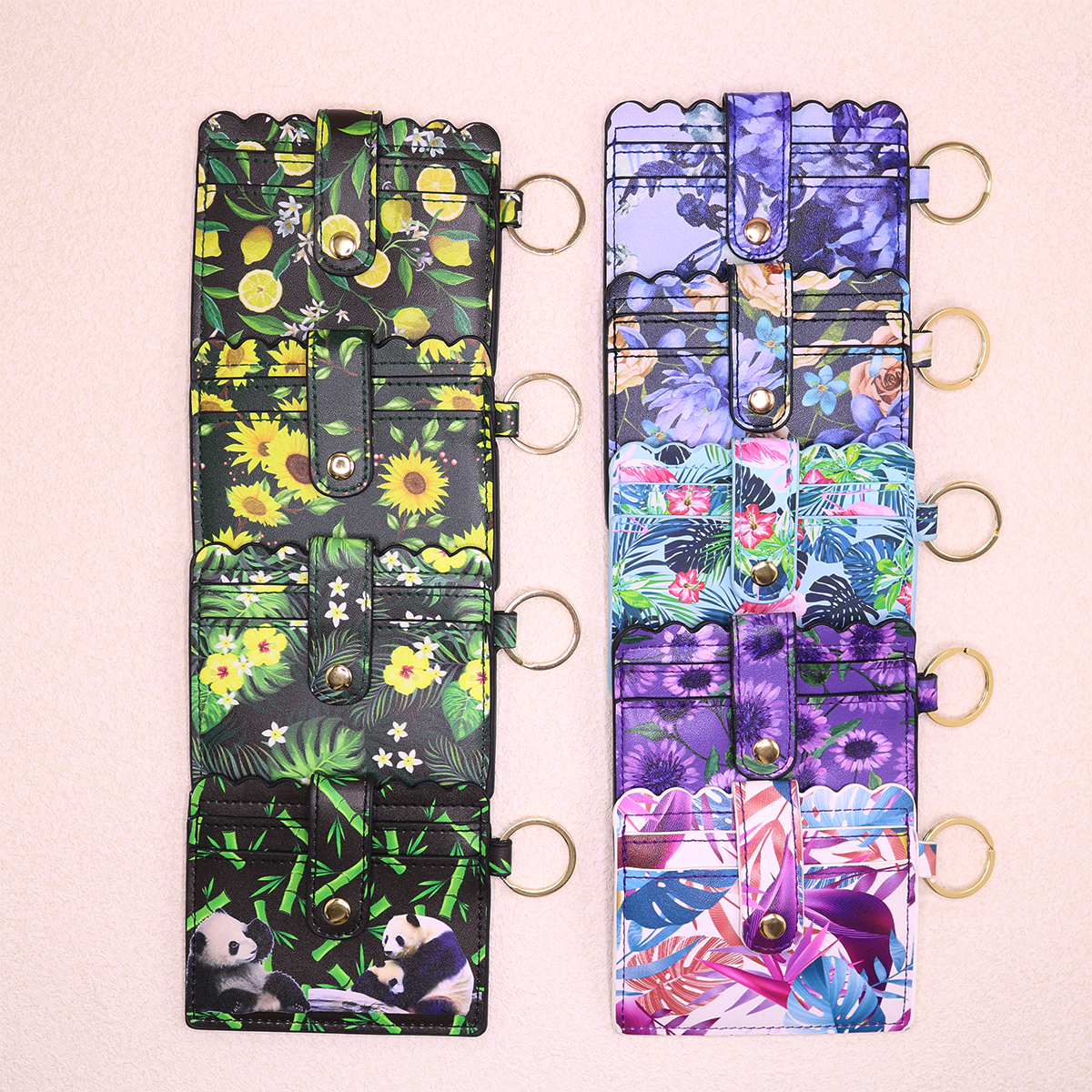 10pcs PU Card Holder Keychain Wallet Holder card case