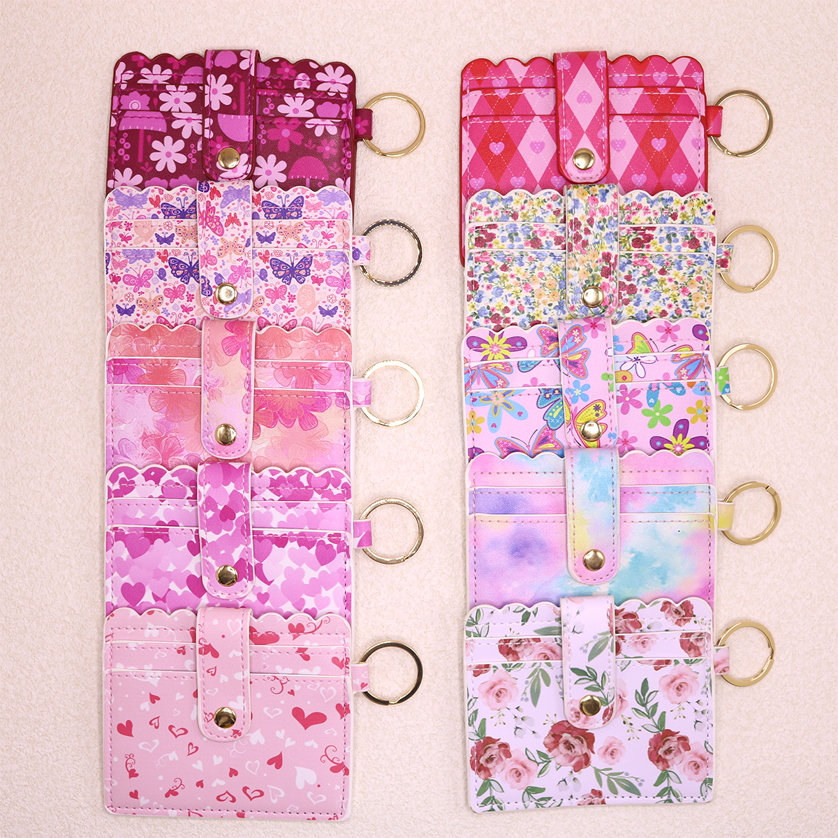 10pcs PU Card Holder Keychain Wallet Holder card case