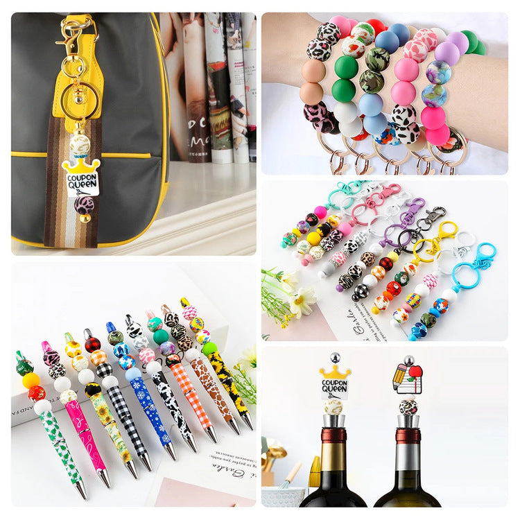 100pcs 15mm Silicone Beads for Keychain Making Kit Mix Colors Focal Beads Rubber Round Beads Mixed Color Silicone Beads Bulk for Pens, DIY Keychain,Necklace Bracelet Making Kit, Jewelry,Art Crafts