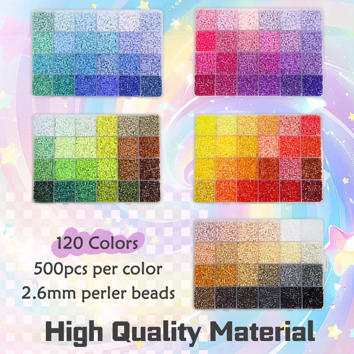 120 Colors 2.6mm - 60,000pcs Perler Beads Pixel Beads Fuse Beads