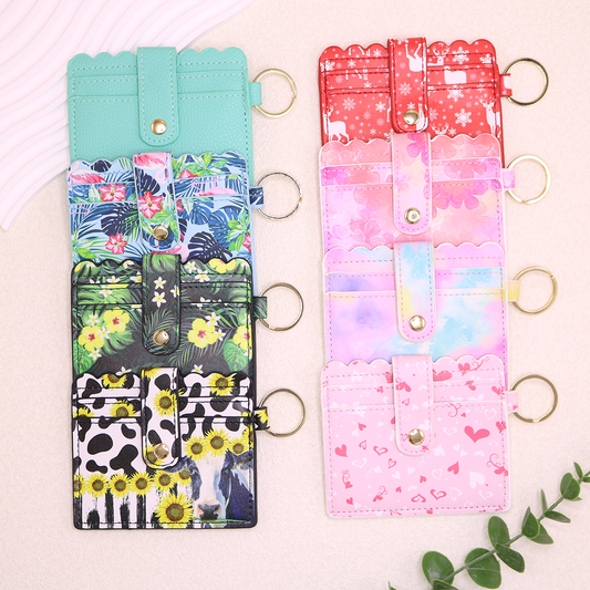 10pcs PU Card Holder Keychain Wallet Holder card case